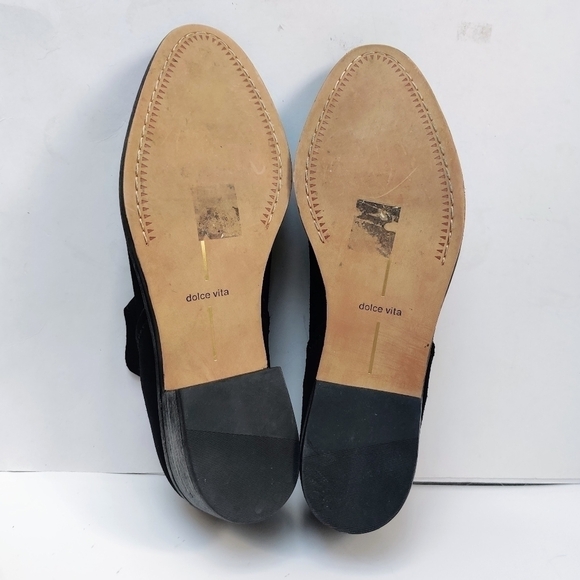 DOLCE VITA Trist Onyx Black Suede Leather Block Heel Slip-on Ankle Booties 8.5 - Picture 7 of 11